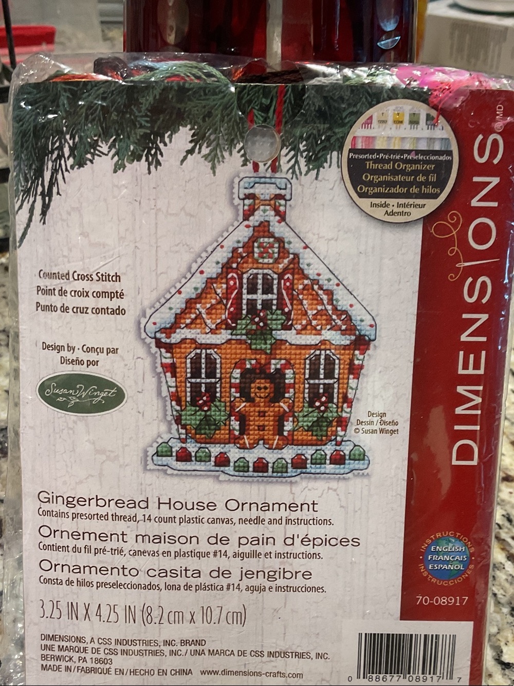 Dimensions Gingerbread House Ornament Cross Stitch Kit - plastic canvas